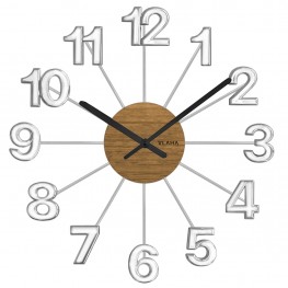 VLAHA DESIGN VCT1070 - Dřevěné stříbrné hodiny vyrobené v Čechách