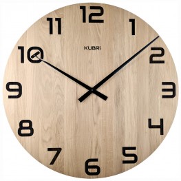 KUBRi 0171 - Obrovské hodiny z přírodního dubu s vynikající čitelností o průměru 80 cm