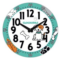 CLOCKODILE Dětské nástěnné hodiny modré s pejskem 25cm CCT0033