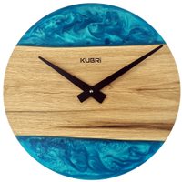 KUBRi 0180 - Luxusní dubové hodiny s doplňky z epoxidu