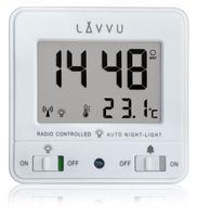 LAVVU LAR0040 - Digitální budík řízený rádiovým signálem NORDLYS bílý s automatickým osvětlením