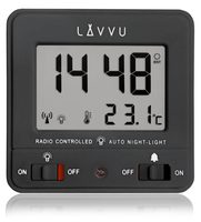 LAVVU LAR0041 - Digitální budík řízený rádiovým signálem NORDLYS černý se světelným senzorem