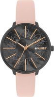 MINET MWL5166 Růžové dámské hodinky PRAGUE Black Flower
