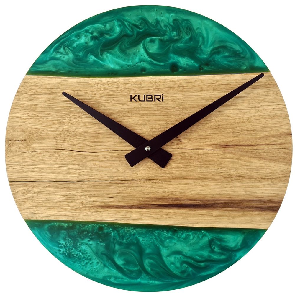 KUBRi 0183 - Luxusní dubové hodiny s epoxidovými doplňky