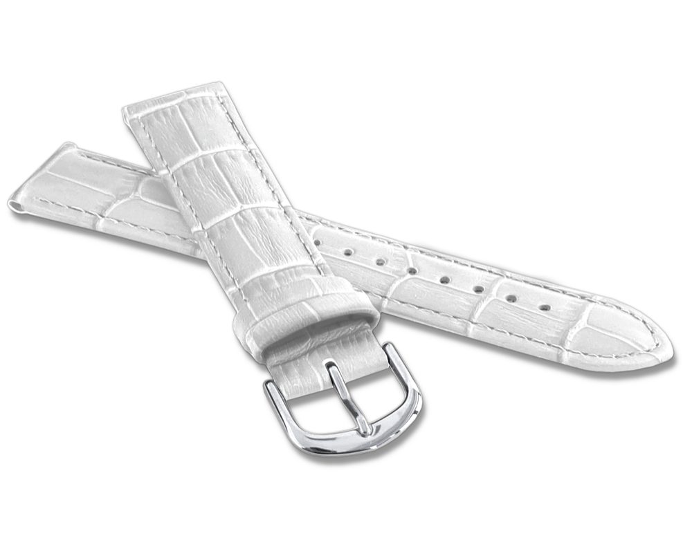 LAVVU Bílý prošitý řemínek CROCO z luxusní kuže Top Grain - 20