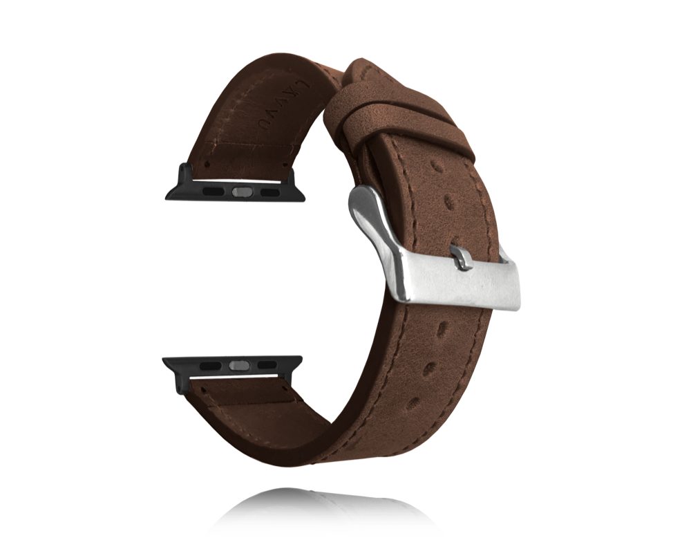 LAVVU LSXACX2 Tmavě hnědý kožený řemínek Top Grain pro APPLE WATCH 42-44 mm