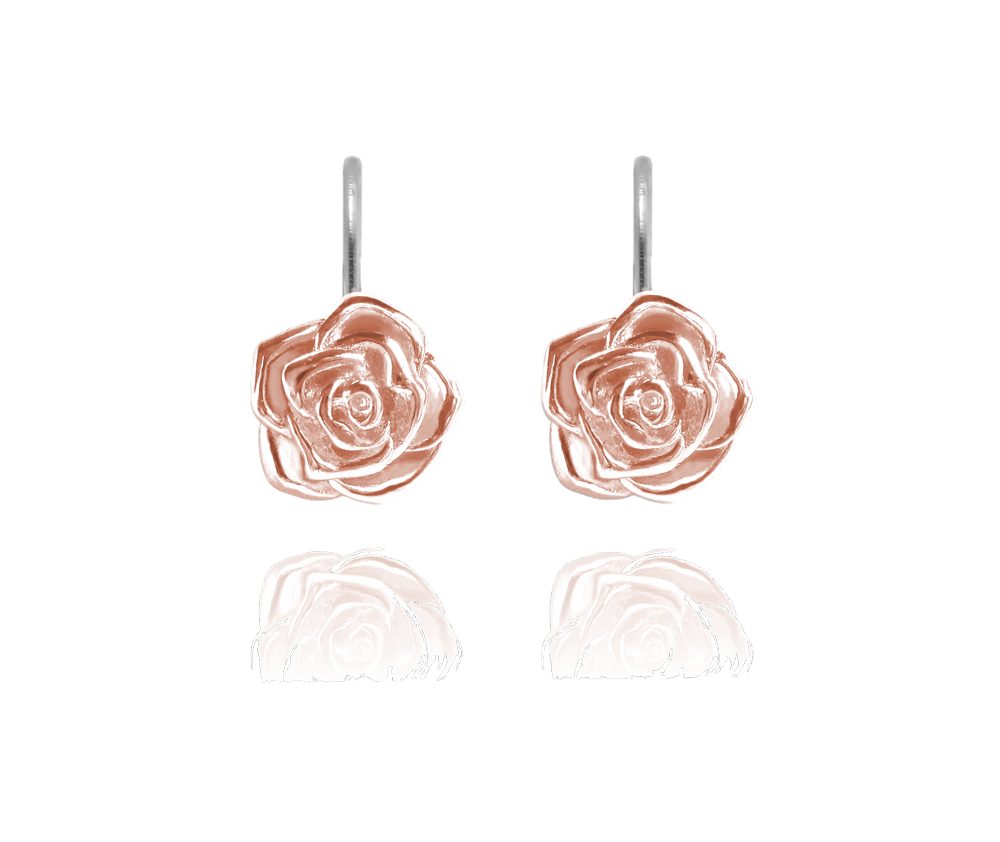 MINET Rose gold stříbrné náušnice RŮŽIČKY