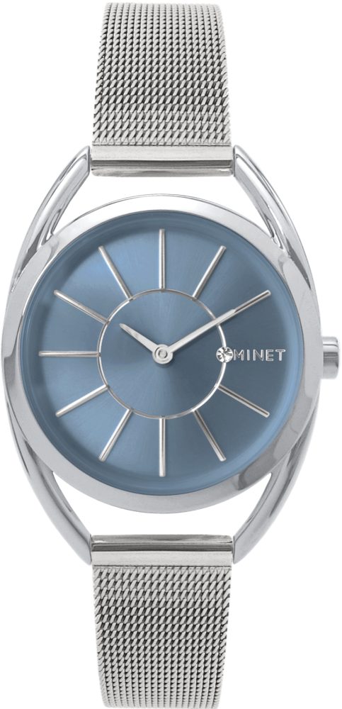 MINET Stříbrné dámské hodinky ICON BLUE MESH