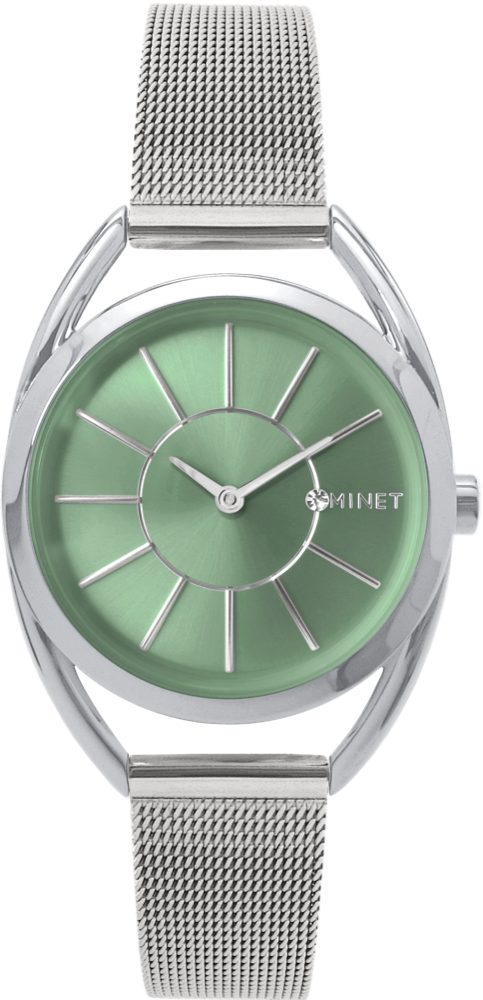 MINET Stříbrné dámské hodinky ICON GREEN MESH