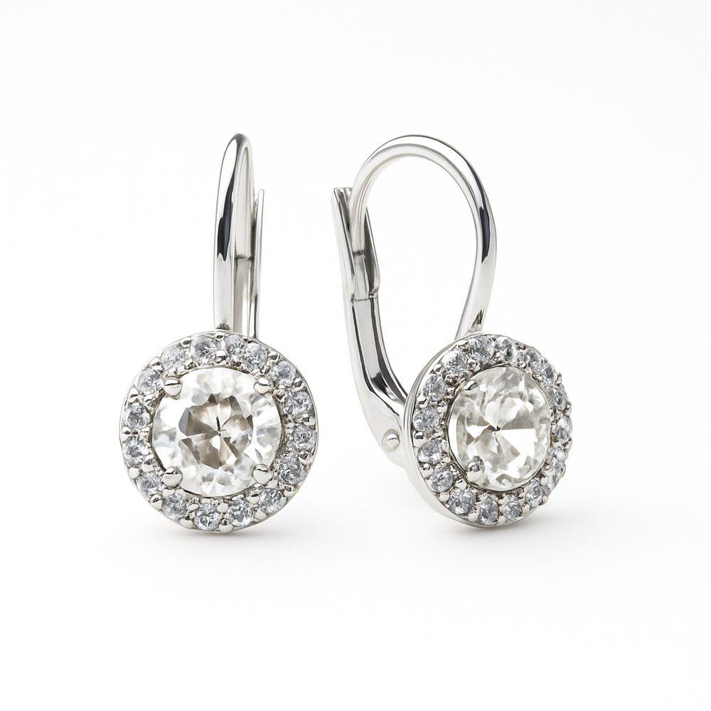 Zlaté náušnice z bílého zlata se zirkony klapkové